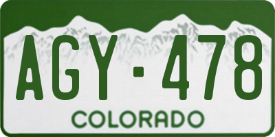 CO license plate AGY478