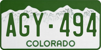 CO license plate AGY494