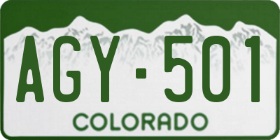 CO license plate AGY501