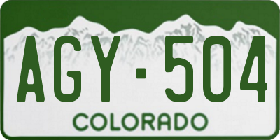 CO license plate AGY504