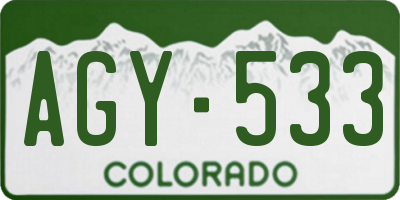 CO license plate AGY533