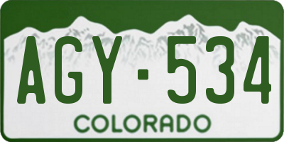 CO license plate AGY534
