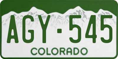 CO license plate AGY545
