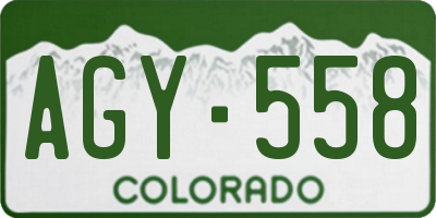 CO license plate AGY558