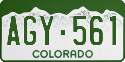 CO license plate AGY561
