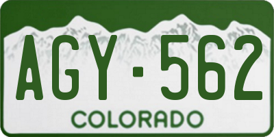 CO license plate AGY562
