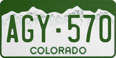 CO license plate AGY570
