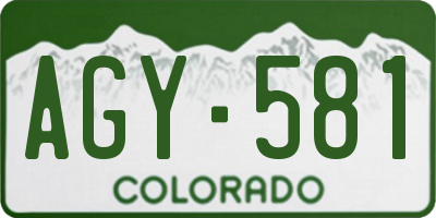 CO license plate AGY581