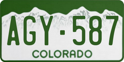 CO license plate AGY587