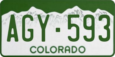 CO license plate AGY593