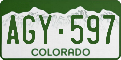 CO license plate AGY597