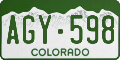 CO license plate AGY598