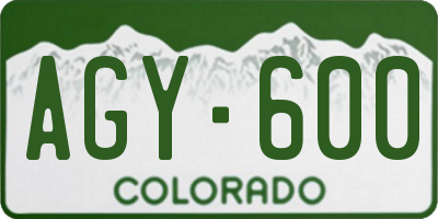 CO license plate AGY600