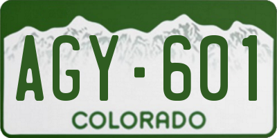 CO license plate AGY601