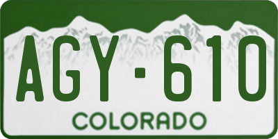 CO license plate AGY610