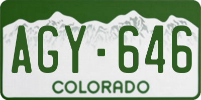 CO license plate AGY646