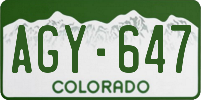 CO license plate AGY647