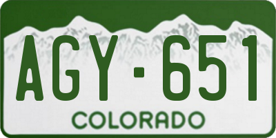 CO license plate AGY651