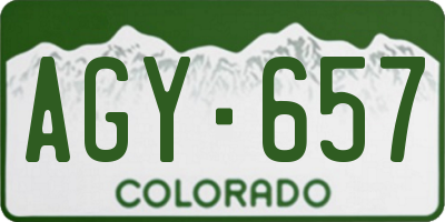 CO license plate AGY657