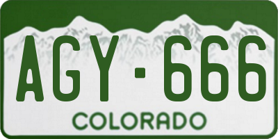 CO license plate AGY666