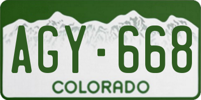 CO license plate AGY668