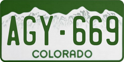 CO license plate AGY669