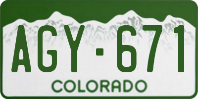 CO license plate AGY671