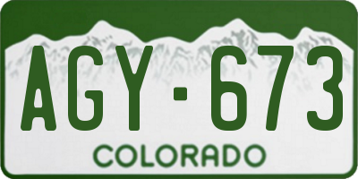 CO license plate AGY673