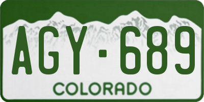 CO license plate AGY689