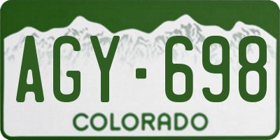 CO license plate AGY698