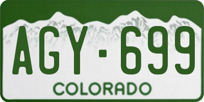 CO license plate AGY699