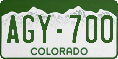 CO license plate AGY700