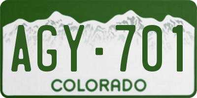CO license plate AGY701