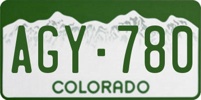 CO license plate AGY780