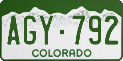 CO license plate AGY792