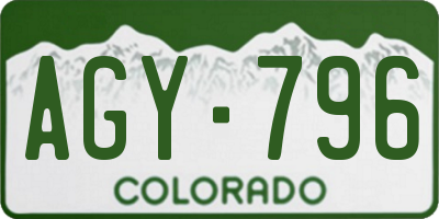CO license plate AGY796