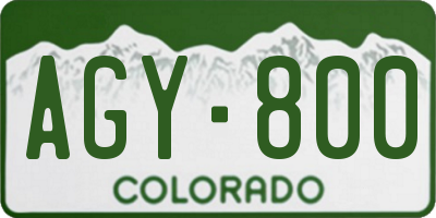 CO license plate AGY800