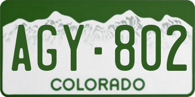 CO license plate AGY802