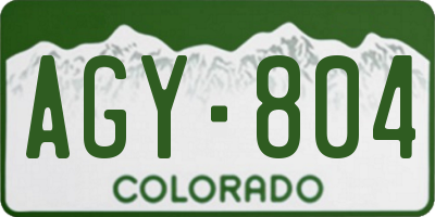 CO license plate AGY804