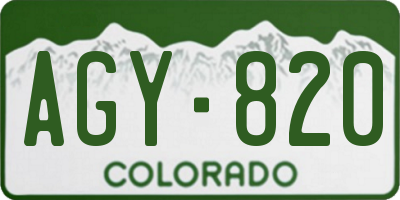 CO license plate AGY820