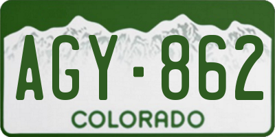 CO license plate AGY862