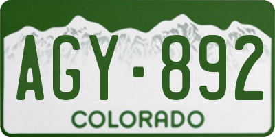 CO license plate AGY892