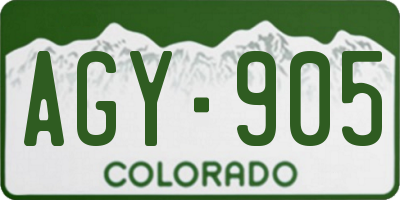 CO license plate AGY905