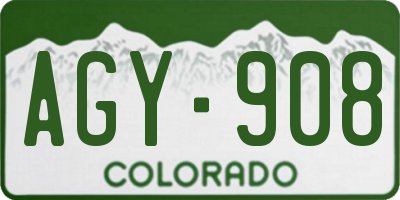 CO license plate AGY908