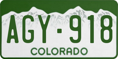CO license plate AGY918