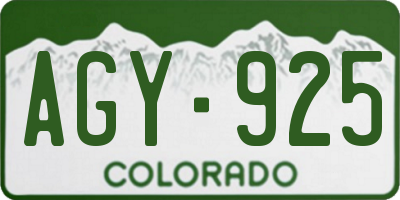 CO license plate AGY925