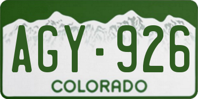 CO license plate AGY926