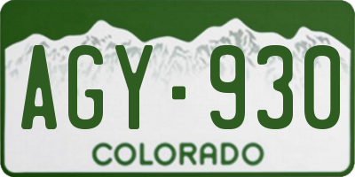 CO license plate AGY930