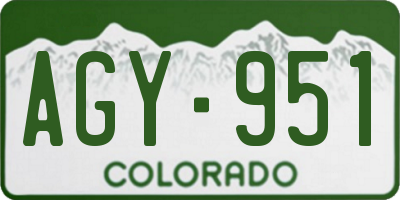 CO license plate AGY951