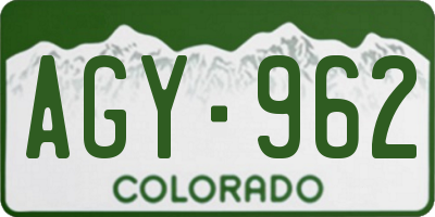 CO license plate AGY962